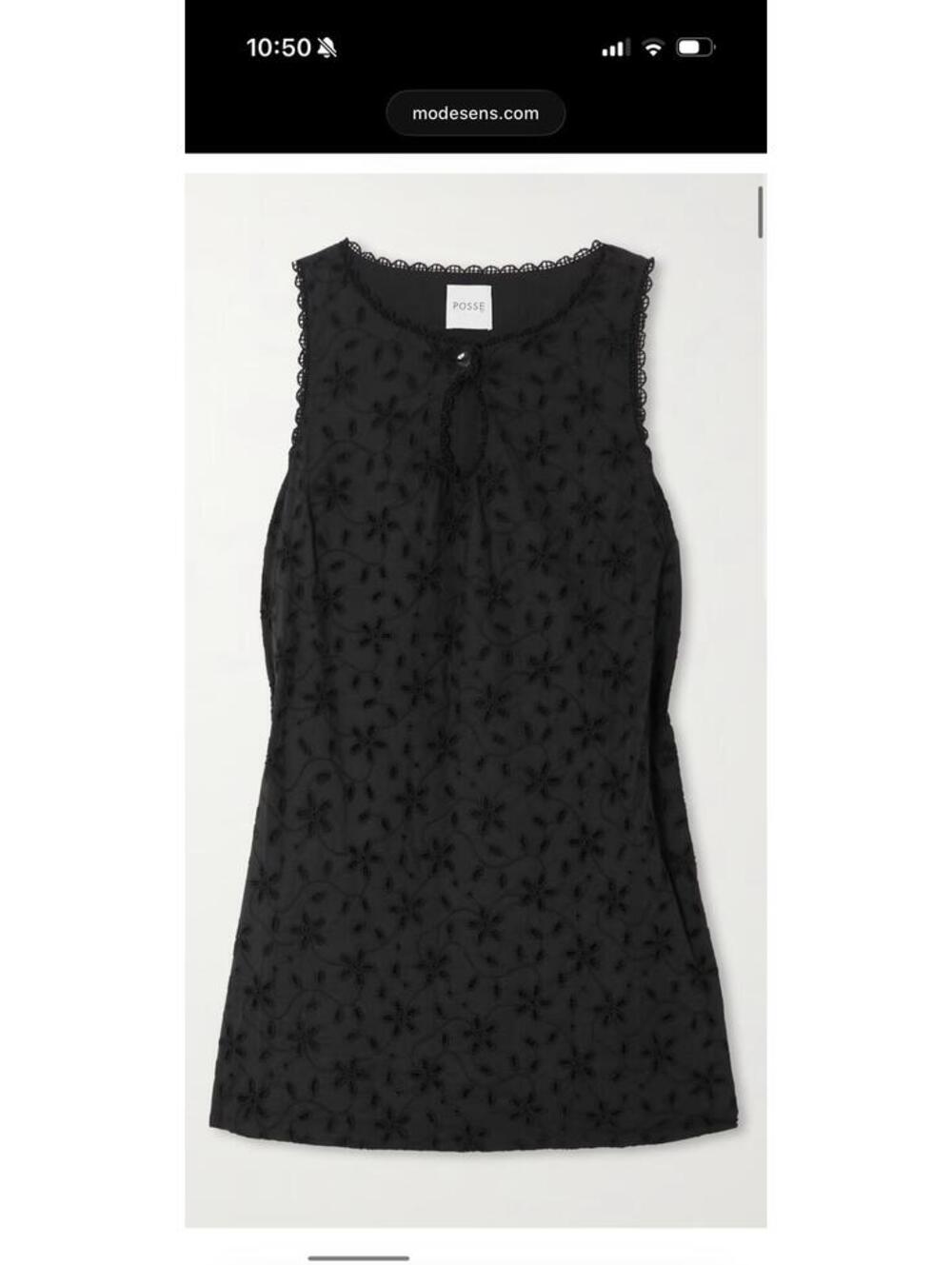 NWT POSSE Salma Broderie Anglaise Cotton Eyelet Mini Dress In Black small